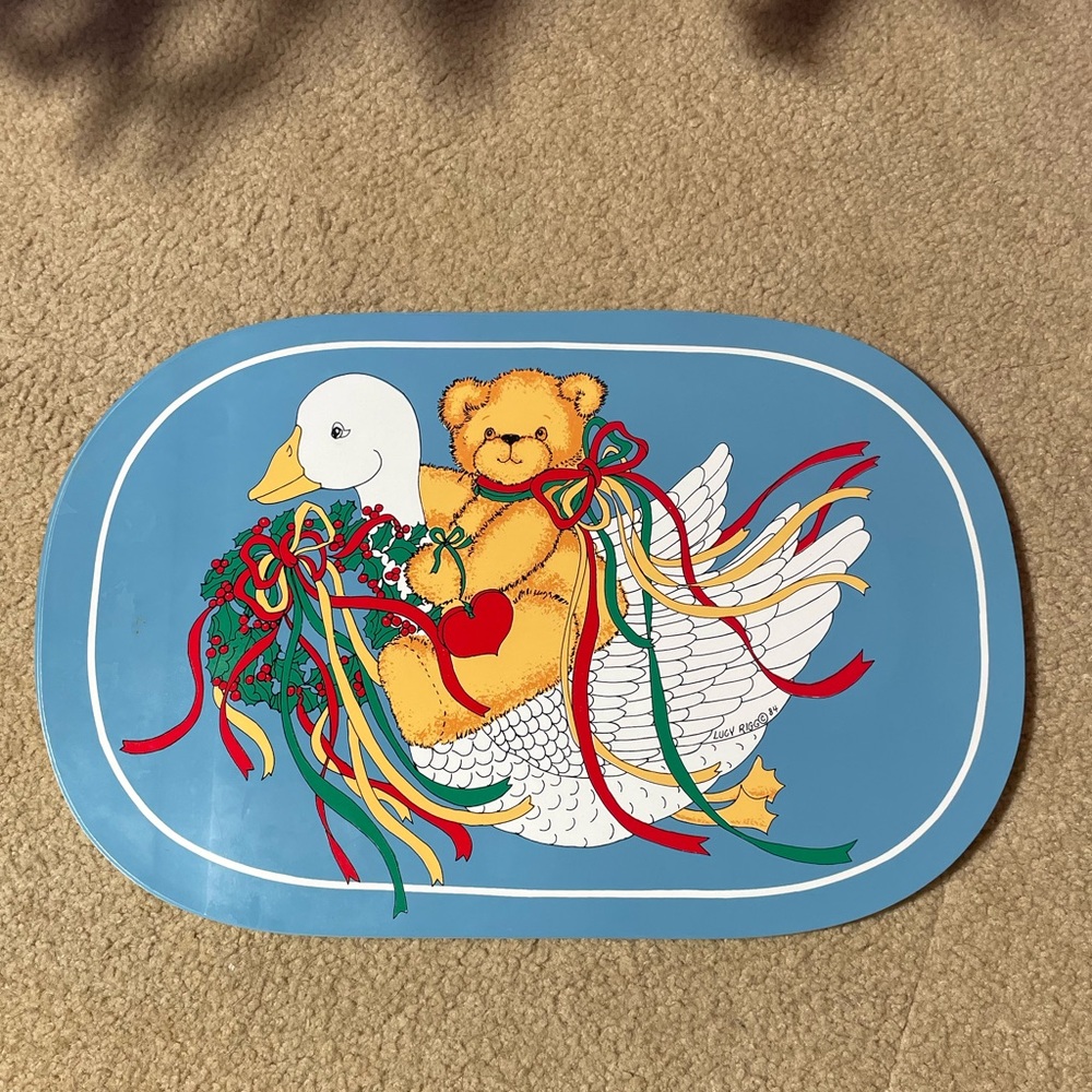 VTG 1984 Christmas Teddy Bear Placemats (Set of 4)